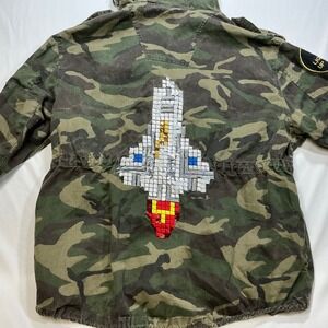 Camo Jacket SZ Style by Shez Patches Embellished Military Anorak‎